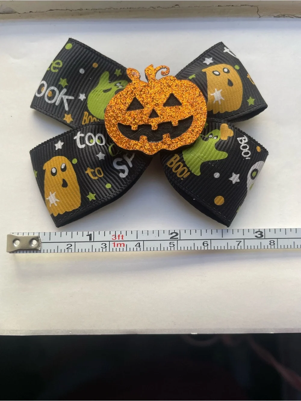 Mint Halloween Pumpkin Glitter Bow Hair Clips - Black, Orange, Green, Yellow
